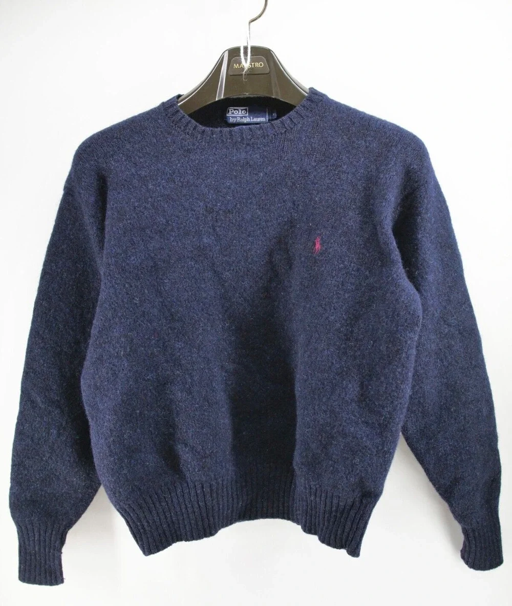 Vintage Polo Ralph Lauren Sweater XL Men’s Black 100% Wool Crew Neck